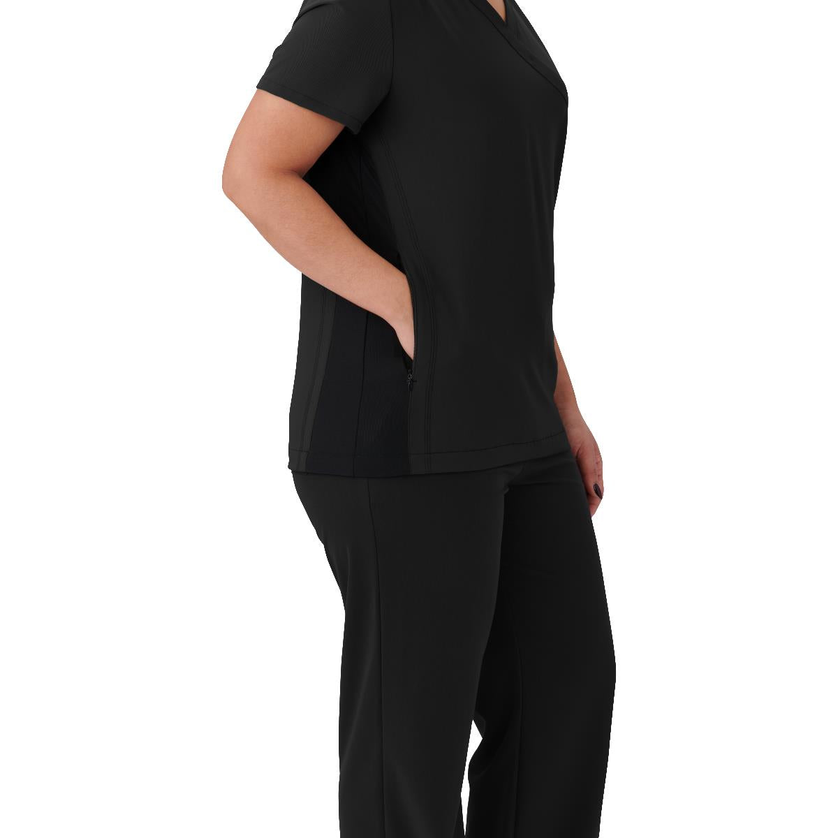 Staten AVE Women's Yoga-Style Scrub Tops with Zipper Pockets (Style 4865)