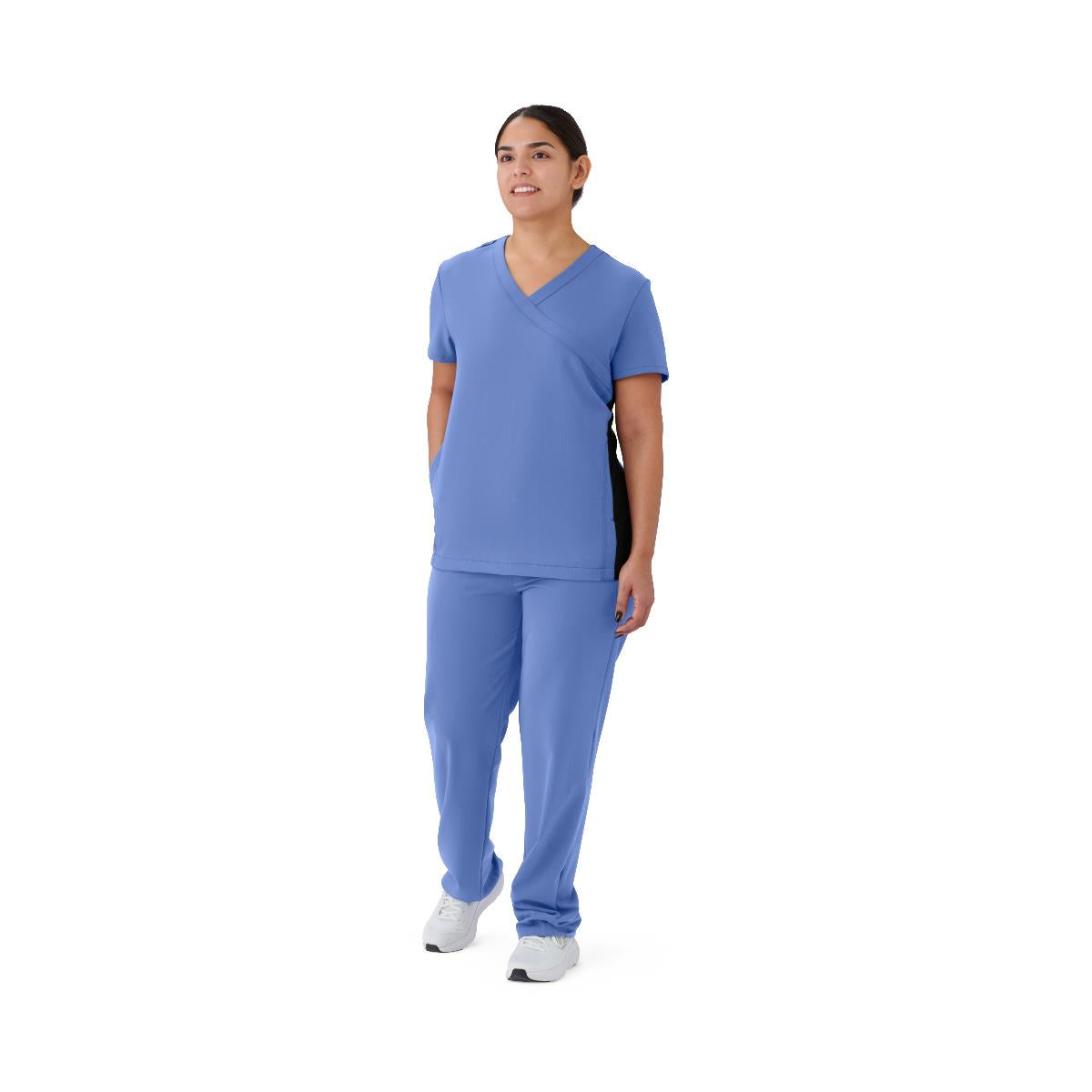 Staten AVE Women's Yoga-Style Scrub Tops with Zipper Pockets (Style 4865)