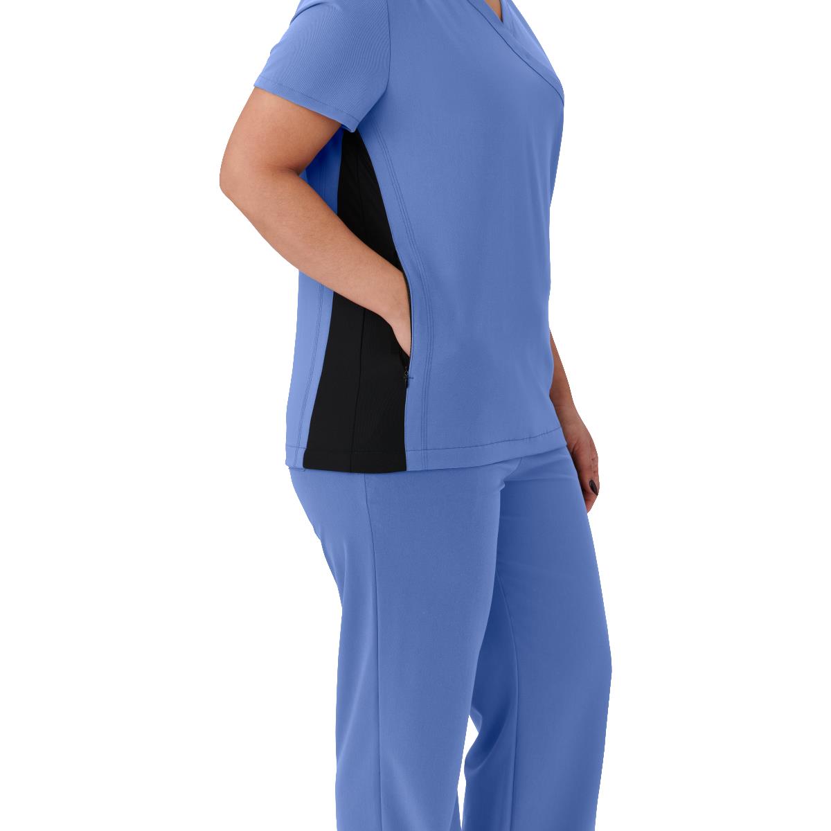 Staten AVE Women's Yoga-Style Scrub Tops with Zipper Pockets (Style 4865)