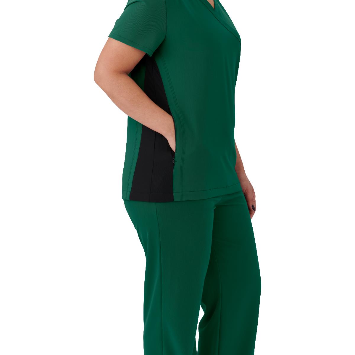 Staten AVE Women's Yoga-Style Scrub Tops with Zipper Pockets (Style 4865)