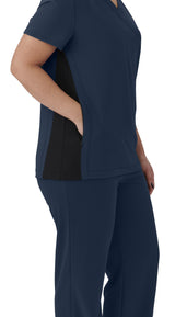 Staten AVE Women's Yoga-Style Scrub Tops with Zipper Pockets (Style 4865)