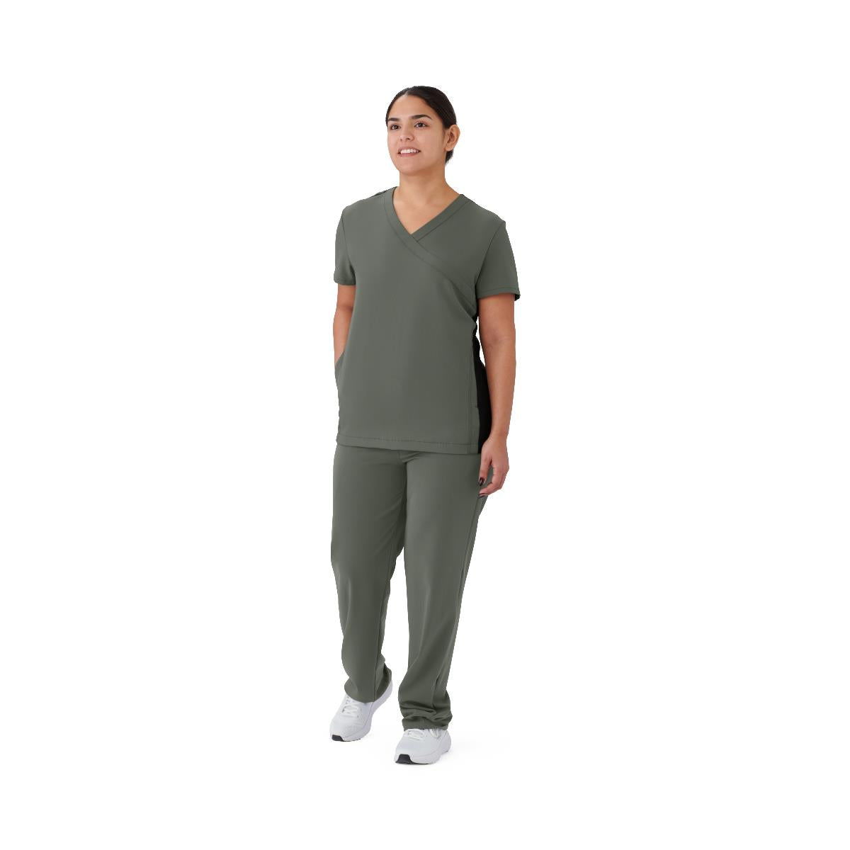 Staten AVE Women's Yoga-Style Scrub Tops with Zipper Pockets (Style 4865)