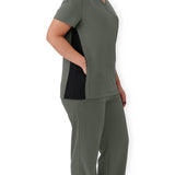 Staten AVE Women's Yoga-Style Scrub Tops with Zipper Pockets (Style 4865)