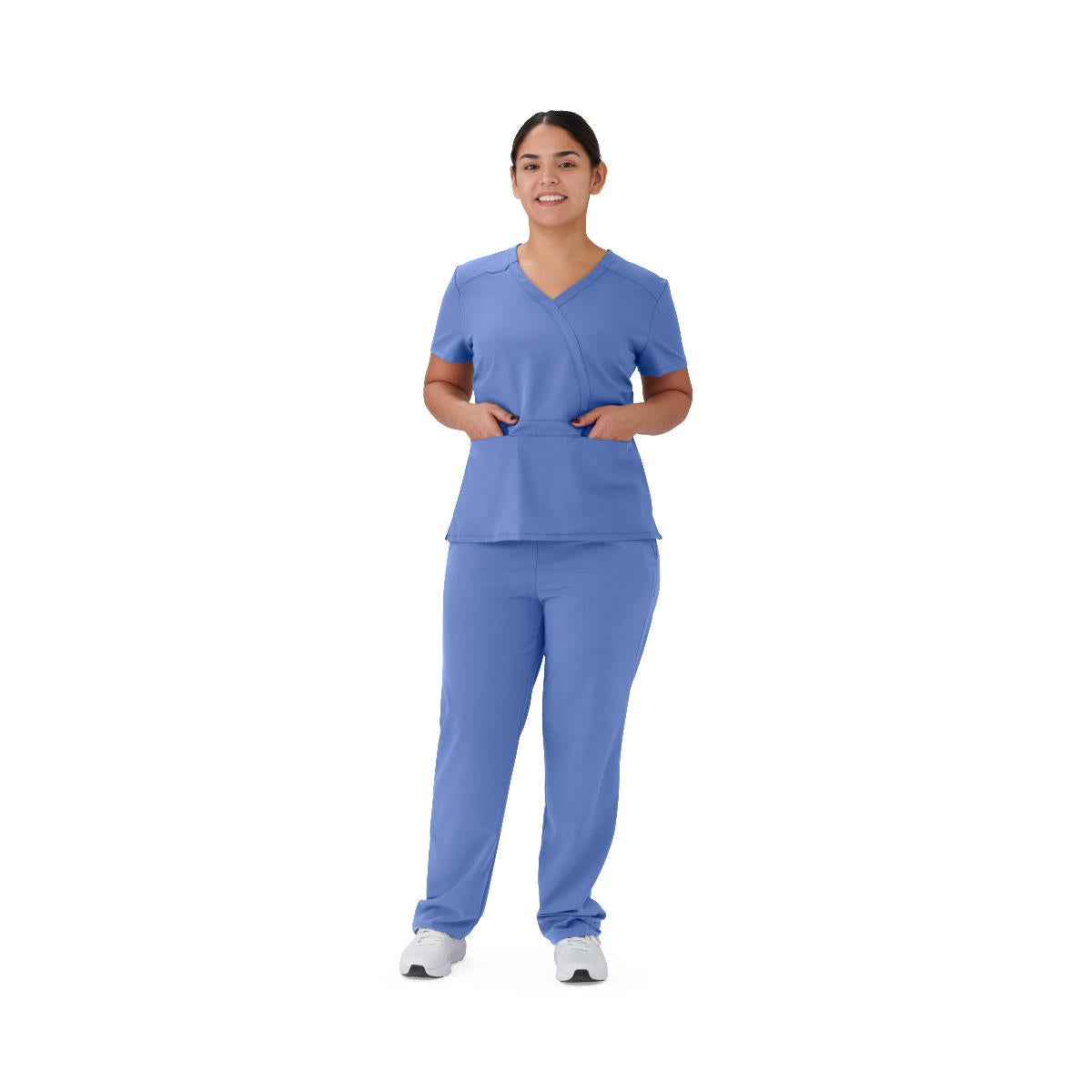 Brooklyn AVE Women's Mock Wrap 2-Pocket Scrub Tops (Style 48787)