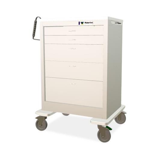 Light Gray Steel Treatment Cart with 5 Drawers