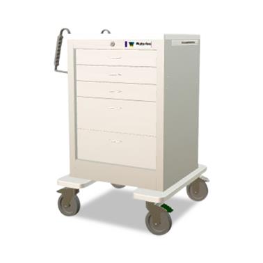 Light Gray Steel Treatment Cart with 5 Drawers