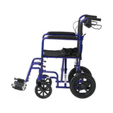Aluminum basic transport chair, detail of the seat.