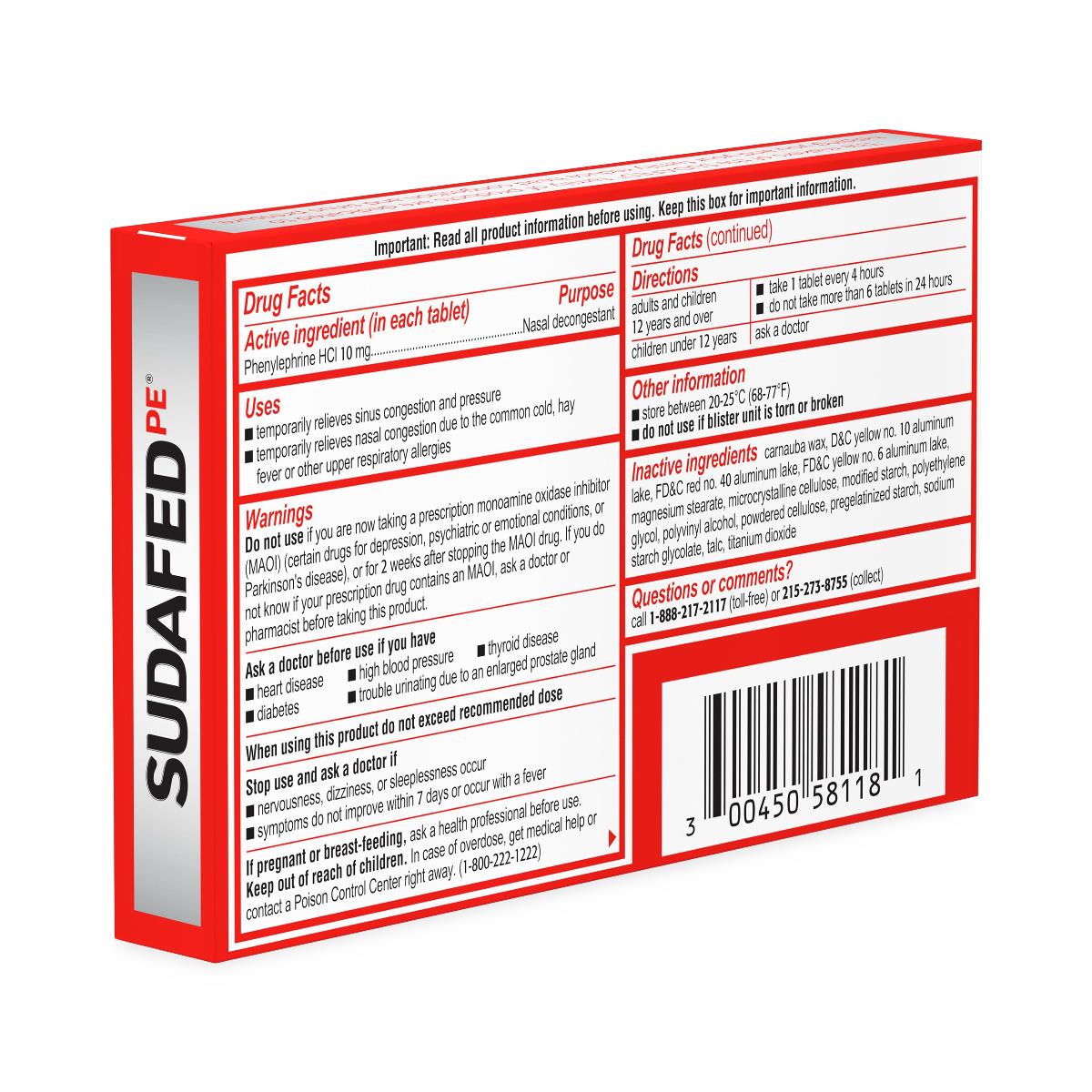 Sudafed Pe Sinus Tablets - BeHope
