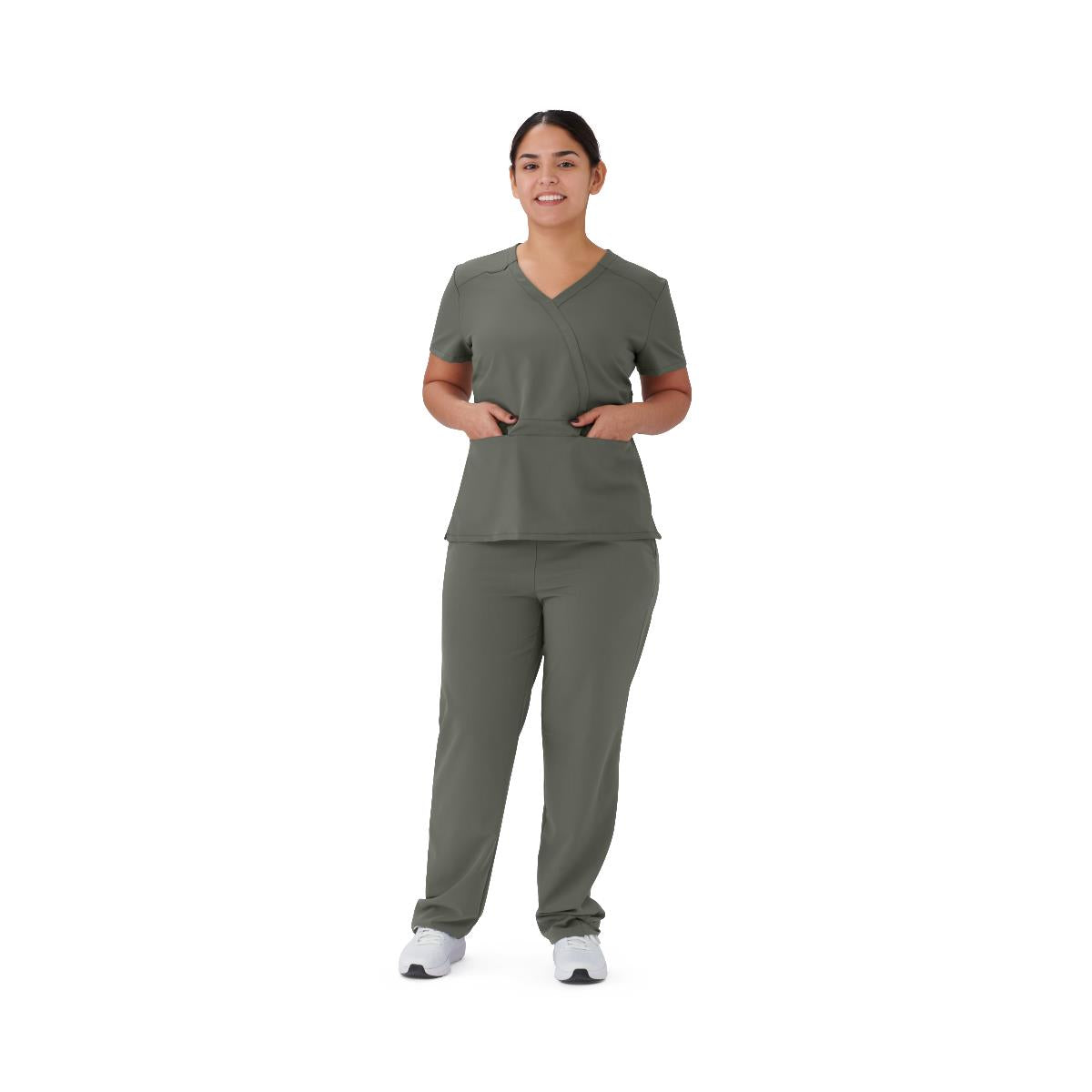 Brooklyn AVE Women's Mock Wrap 2-Pocket Scrub Tops (Style 48787)