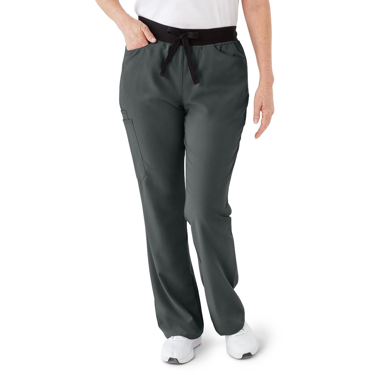 Coastal AVE Women's Boot-Cut Tall Scrub Pants Charcoal