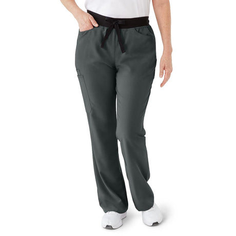 Coastal AVE Women's Boot-Cut Petite Scrub Pants Charcoal