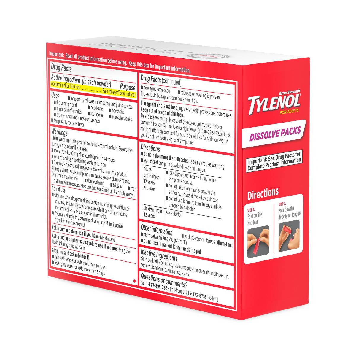 Tylenol Dissolve Powder Packs