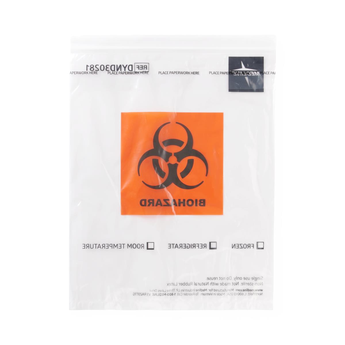 Medline Zip-Style Specimen Bags with Biohazard Symbol