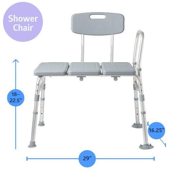 Medline Bathe Safe and Easy Kit for Caregivers with Shower Transfer Bench