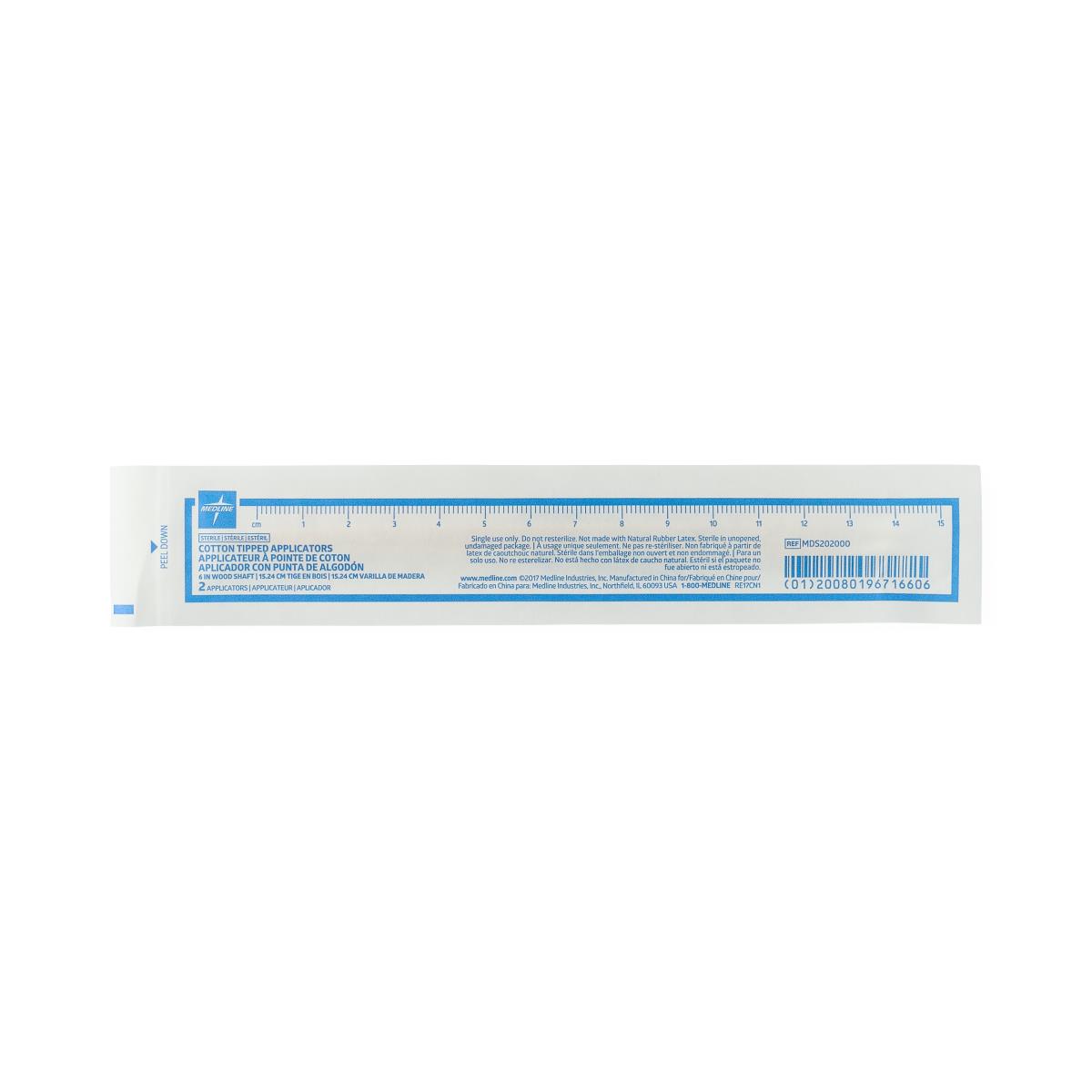 Swabstick Cotton Tip Wood Shaft 6 Inch Sterile 2 Per Pack