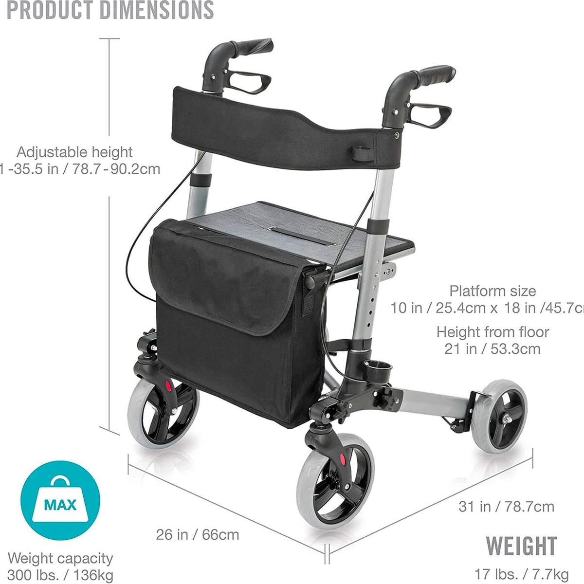 Gateway Aluminum Medical Rollator Walker - BeHope