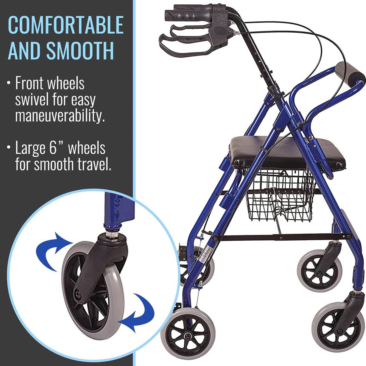 HealthSmart Folding Aluminum Rollator Walkers