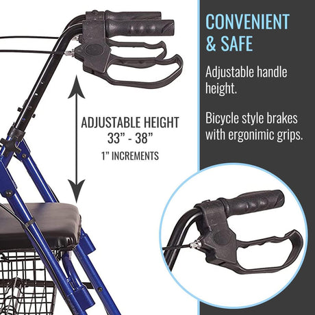 HealthSmart Folding Aluminum Rollator Walkers