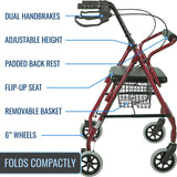 HealthSmart Folding Aluminum Rollator Walkers