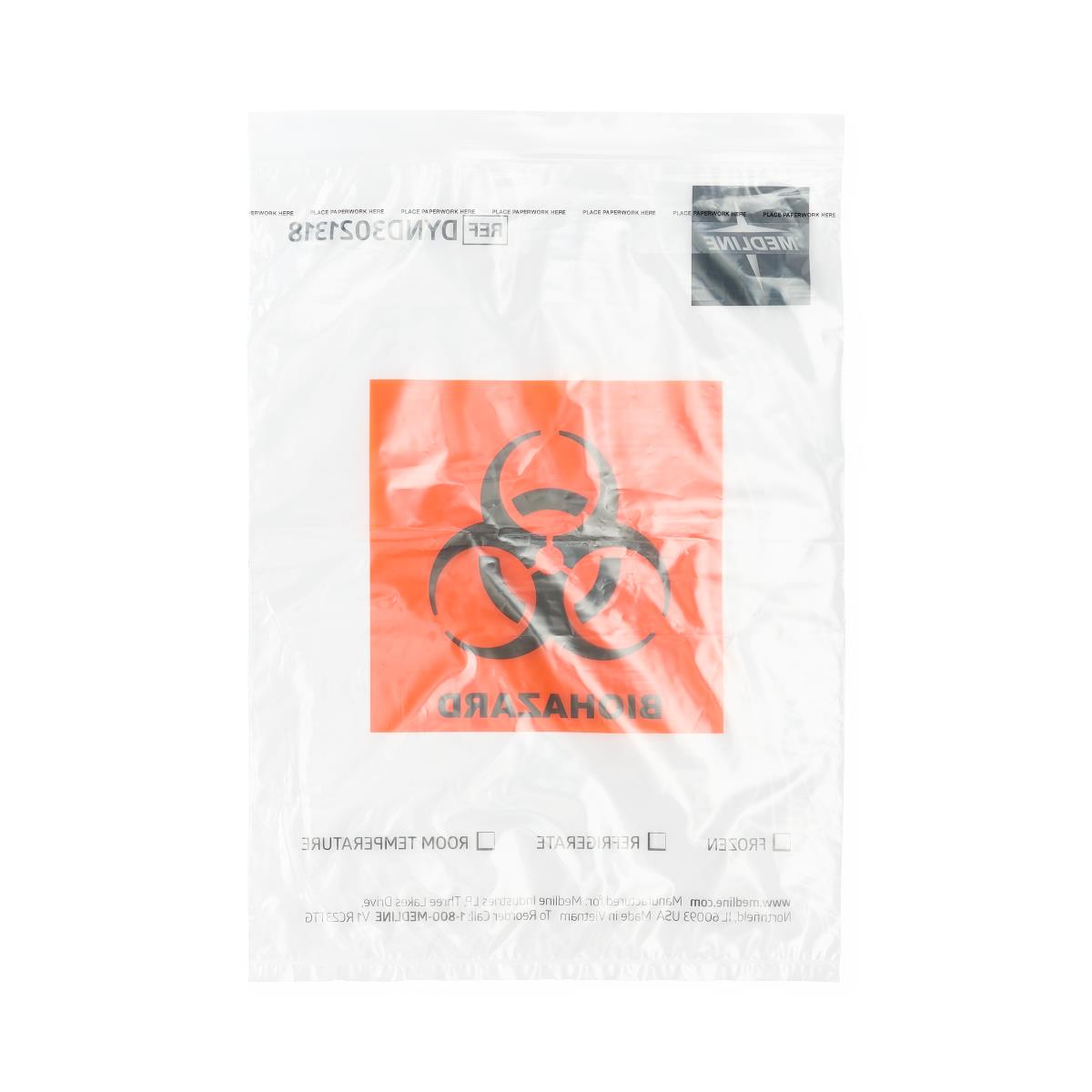 Medline Zip-Style Specimen Bags with Biohazard Symbol