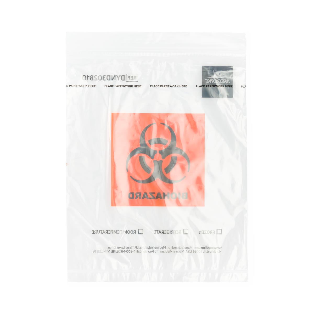 Medline Zip-Style Specimen Bags with Biohazard Symbol