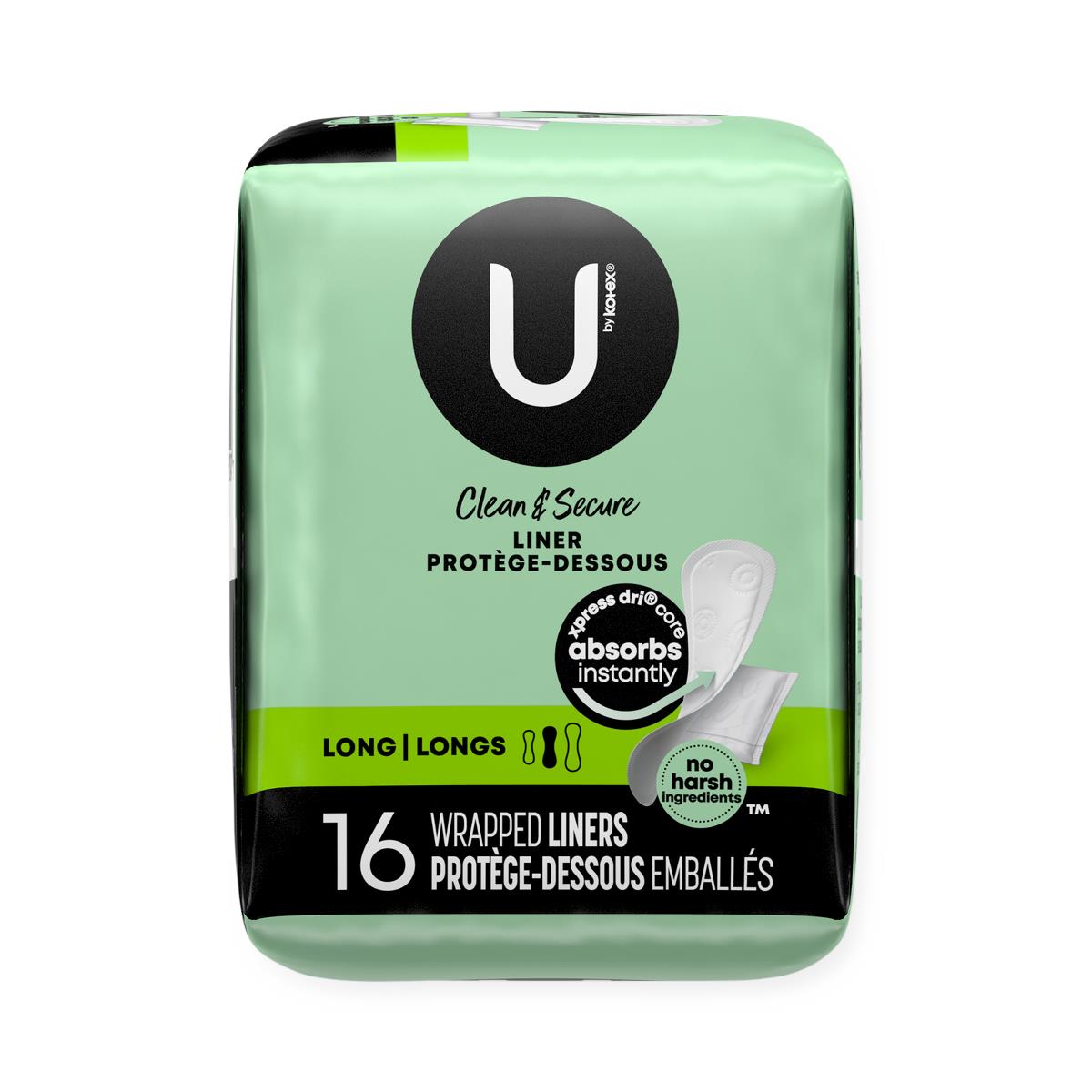 U by Kotex Clean + Secure Panty Liners