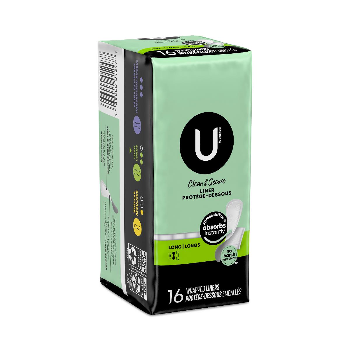U by Kotex Clean + Secure Panty Liners
