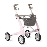 Byacre Carbon Ultralight Rollator, with a user seated on the built-in seat.