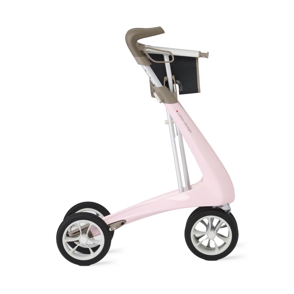 Byacre Carbon Ultralight Rollator, close-up of ergonomic handle and brake system.