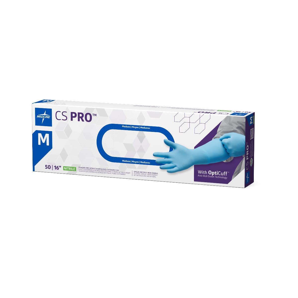 Cs Pro 16" Cuff Nitrile Exam Gloves, close-up of glove texture