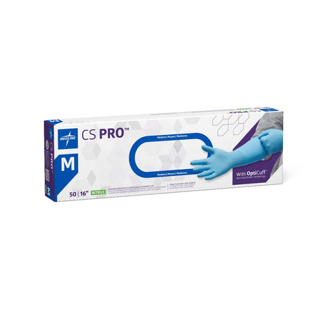 Primary image: Cs Pro 16" Cuff Nitrile Exam Gloves, box with gloves visible