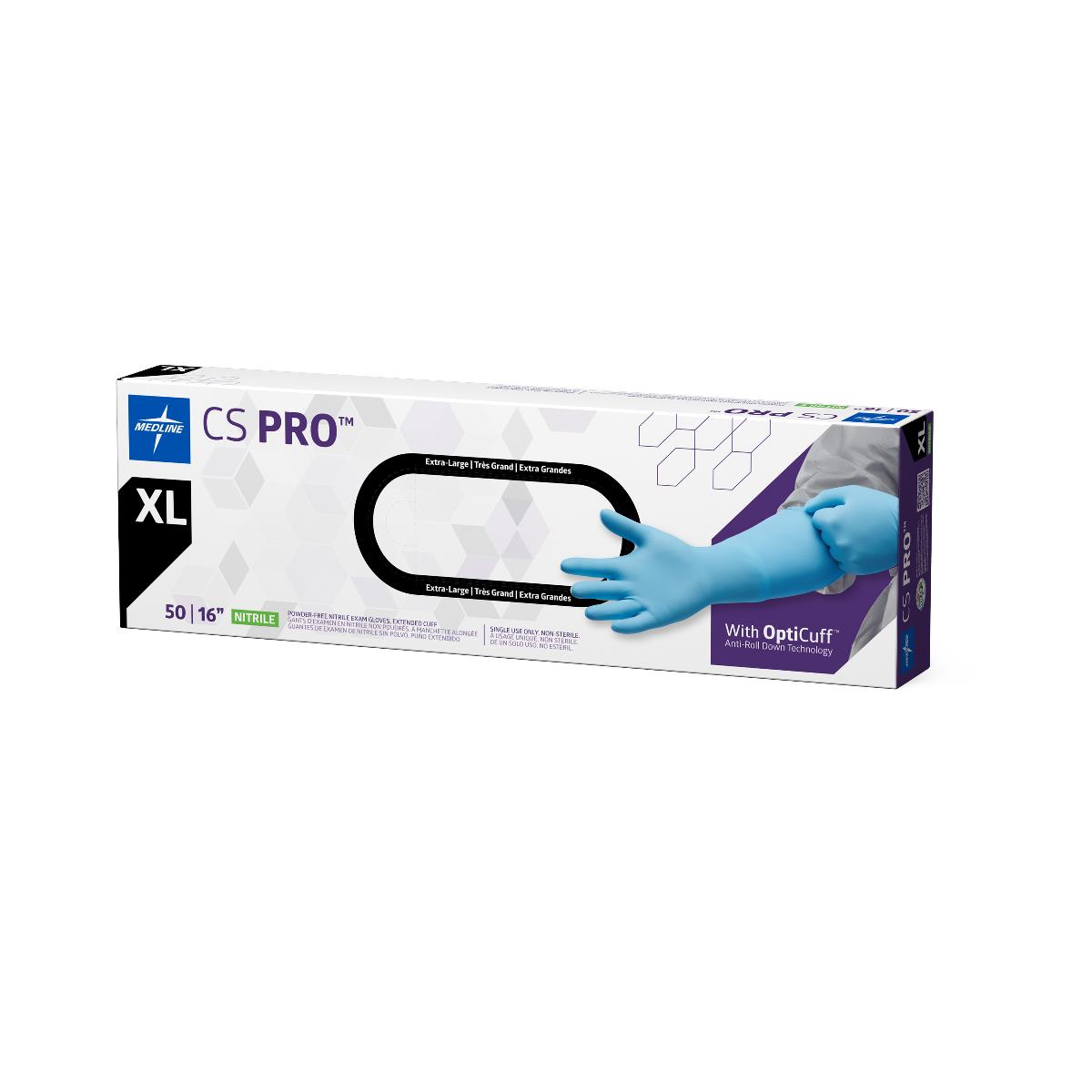 Exam Glove Cs Pro™ X-large Nonsterile Nitrile Extended Cuff Length Fully Textured Blue Chemo Tested