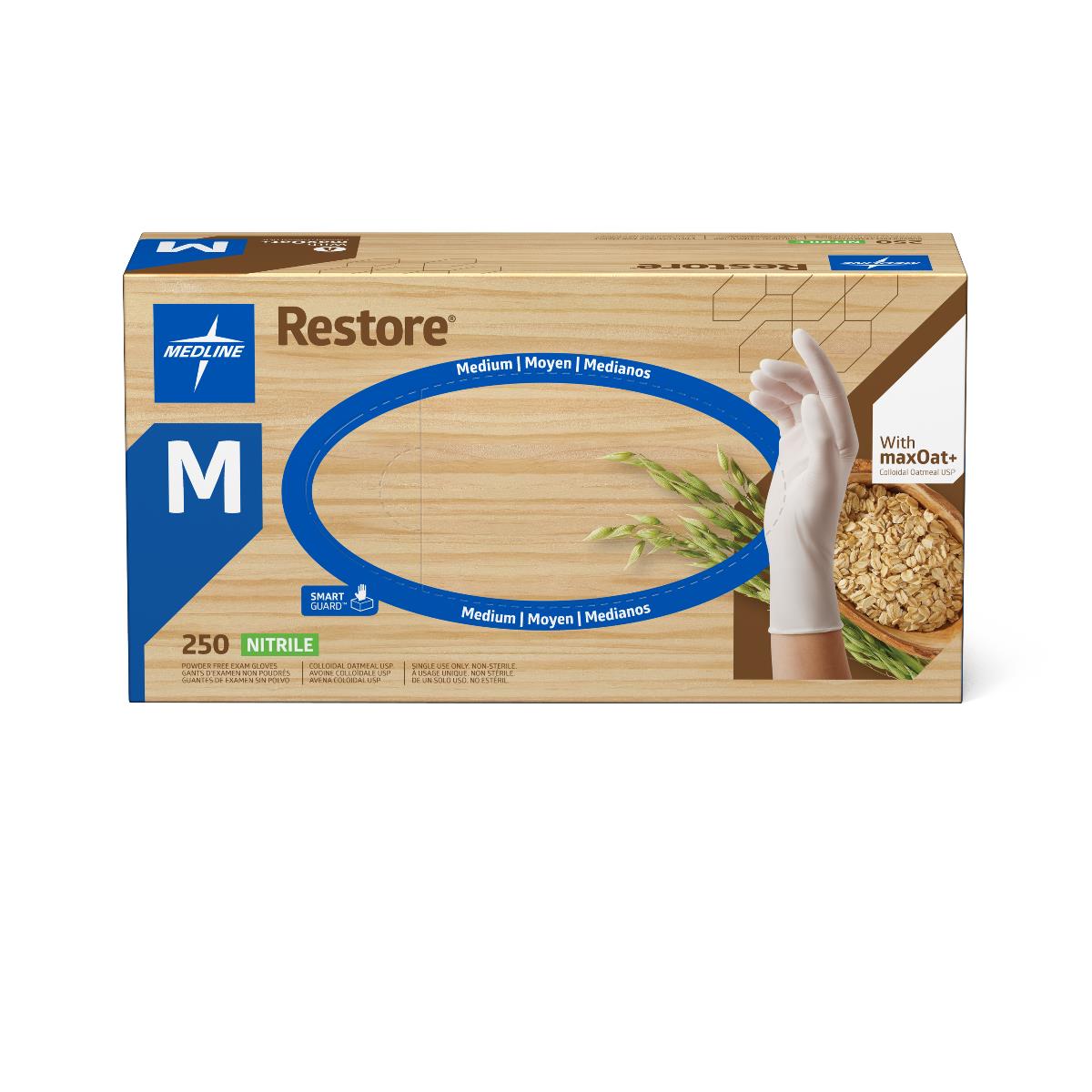 Restore Powder-Free Nitrile Exam Gloves with Oatmeal