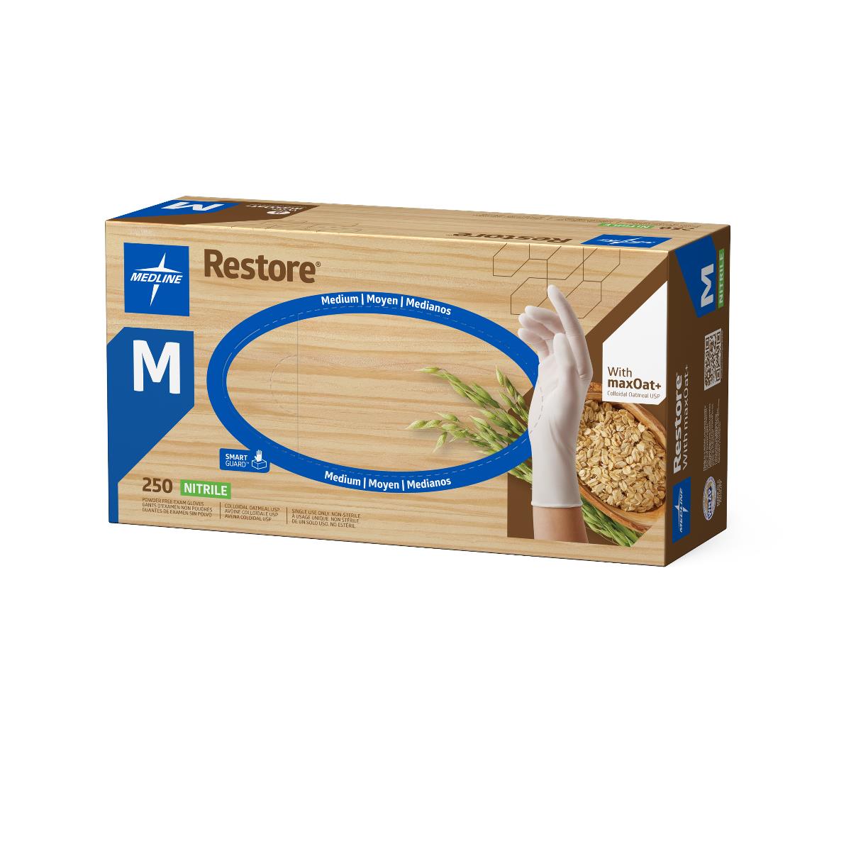 Restore Powder-Free Nitrile Exam Gloves with Oatmeal
