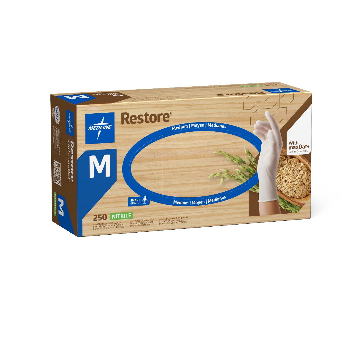 Restore Powder-Free Nitrile Exam Gloves with Oatmeal
