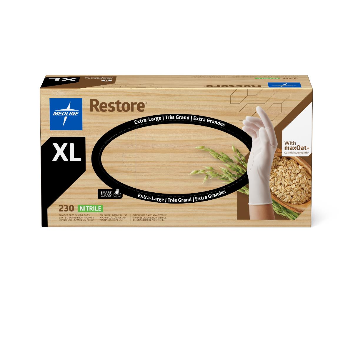Restore Powder-Free Nitrile Exam Gloves with Oatmeal