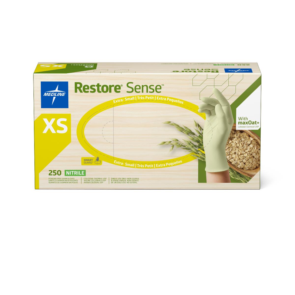 Restore Sense Powder-Free Nitrile Exam Gloves with maxOat+