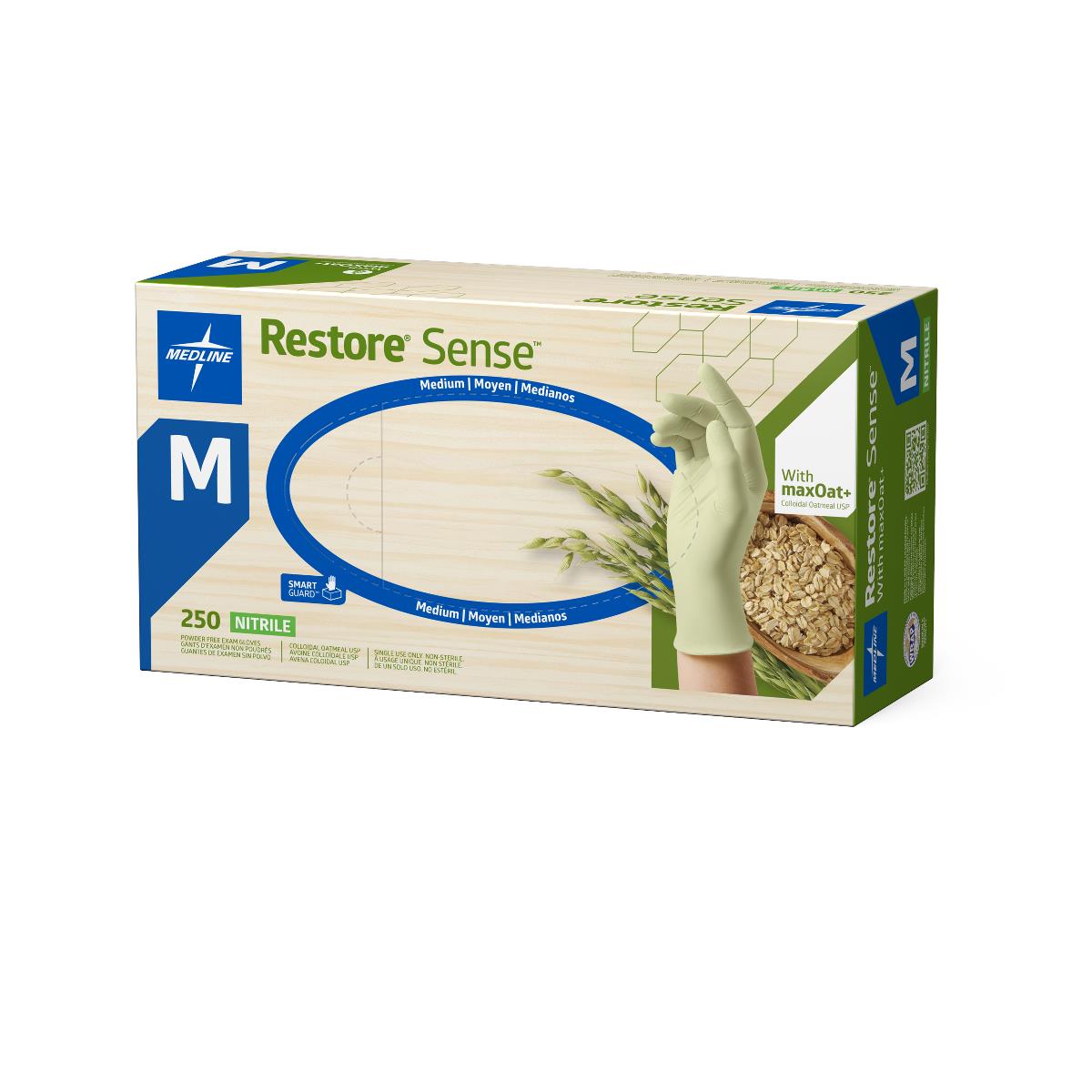 Restore Sense Powder-Free Nitrile Exam Gloves with maxOat+