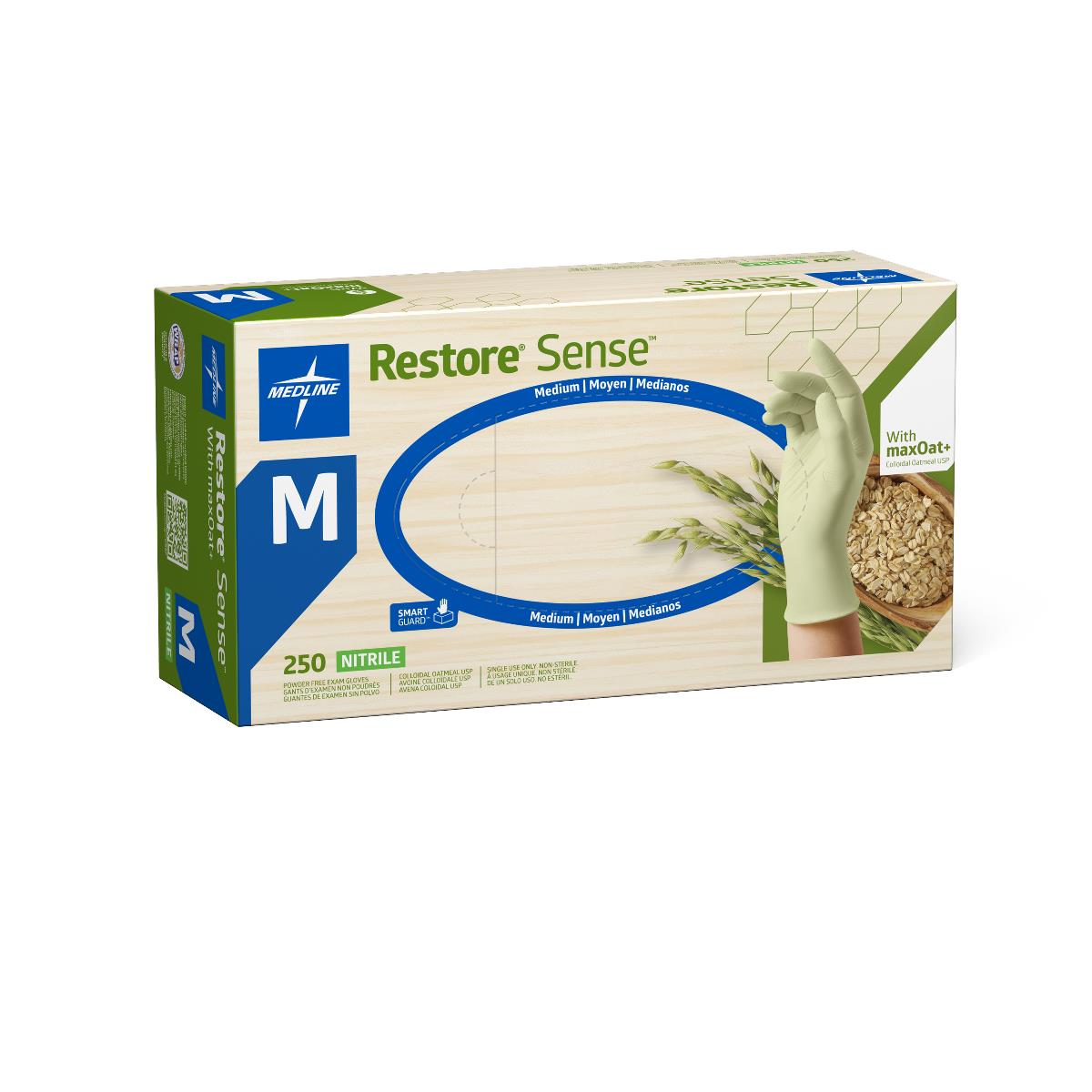 Restore Sense Powder-Free Nitrile Exam Gloves with maxOat+