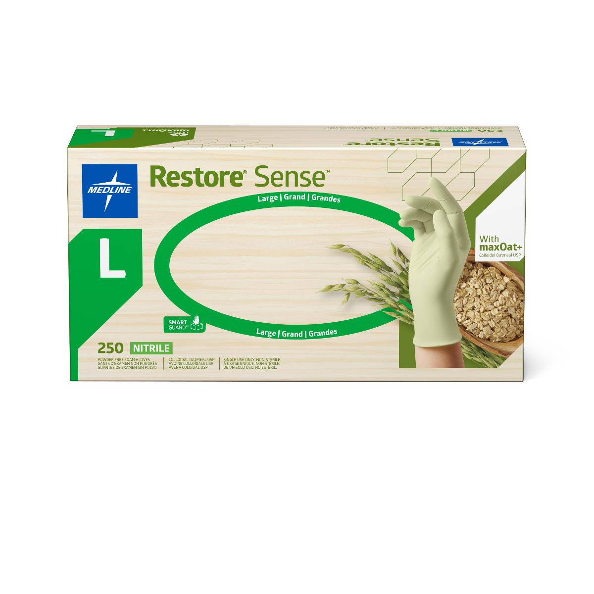 Restore Sense Powder-Free Nitrile Exam Gloves with maxOat+