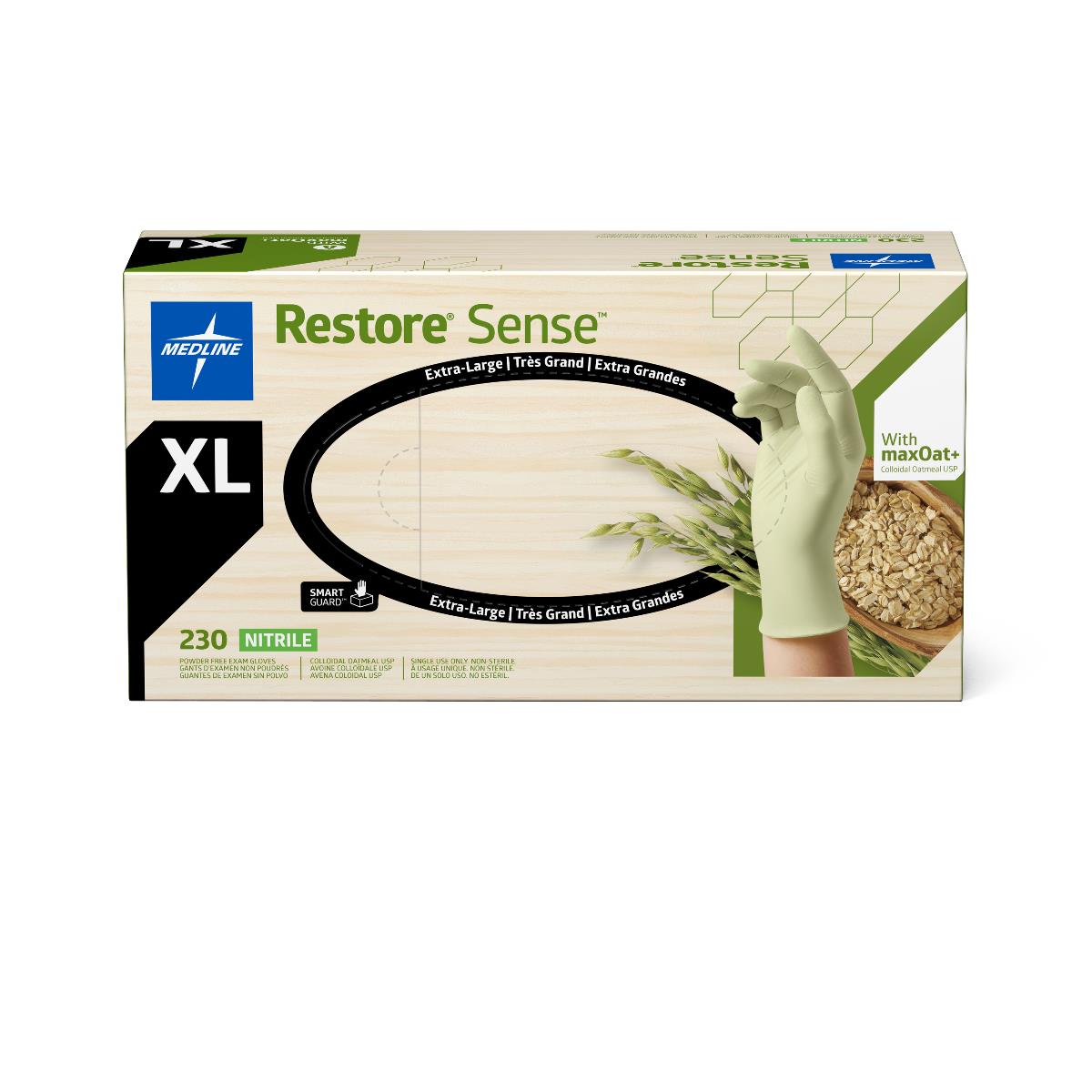 Restore Sense Powder-Free Nitrile Exam Gloves with maxOat+