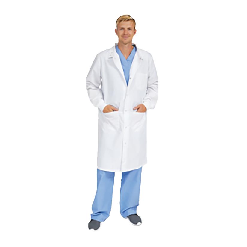 Medline Propel Unisex 4-Pocket Full-Length Lab Coat with Knit Cuffs