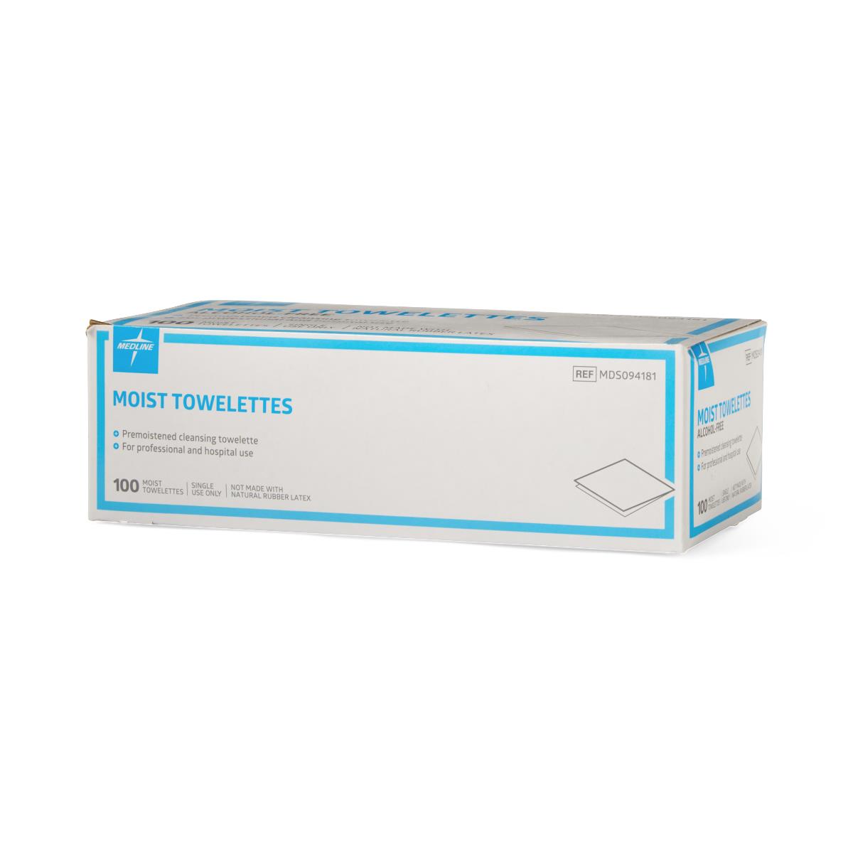 Medline Alcohol-free Moist Towelettes, individual towelette unfolded.