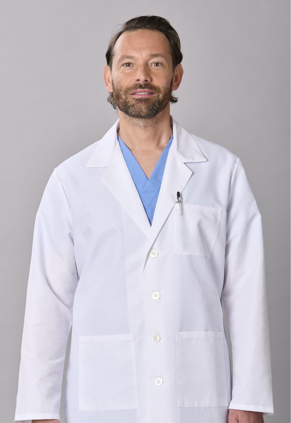 Medline Propel Men's 4-Pocket Staff-Length Lab Coats