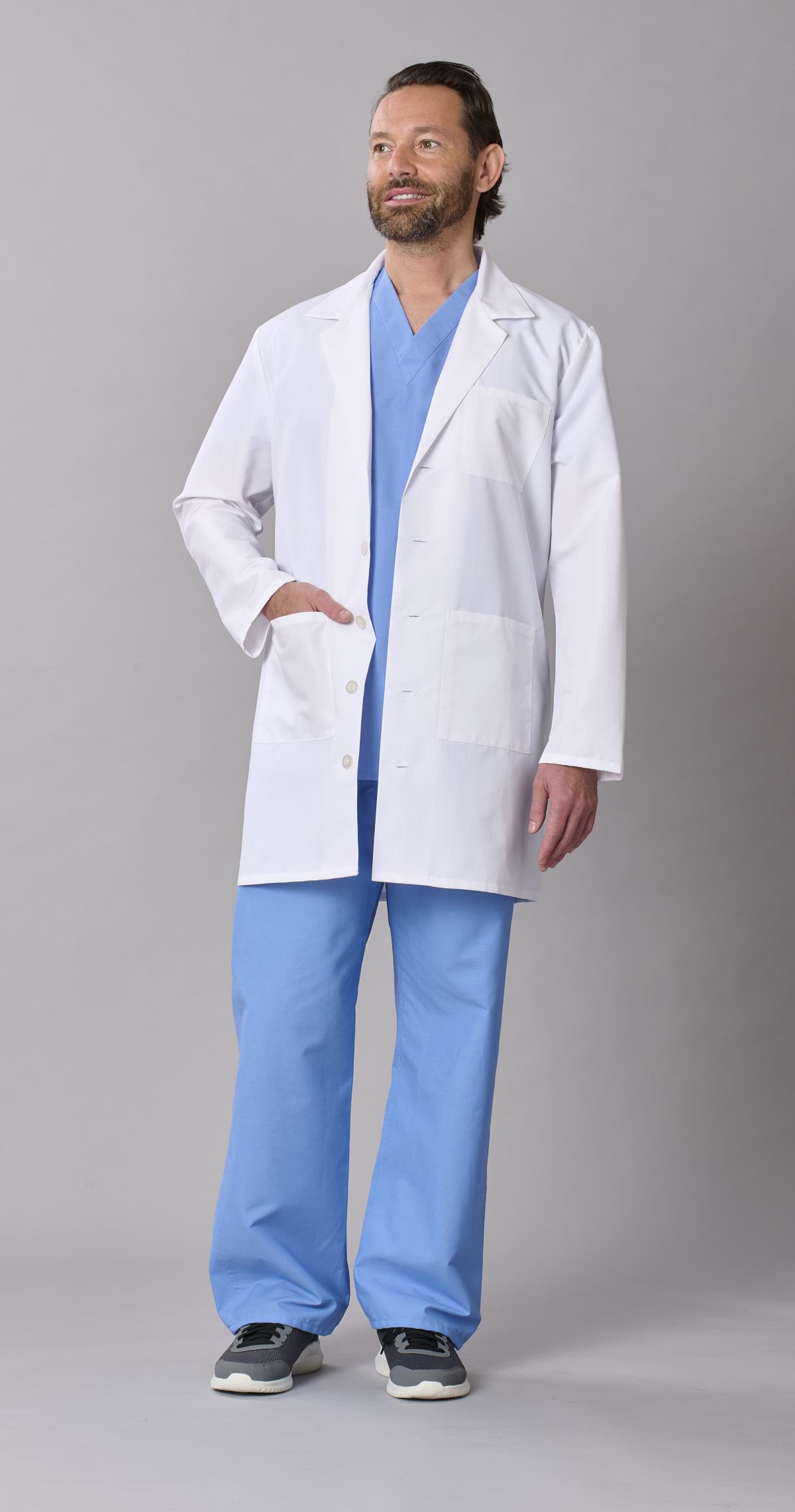 Medline Propel Men's 4-Pocket Staff-Length Lab Coats