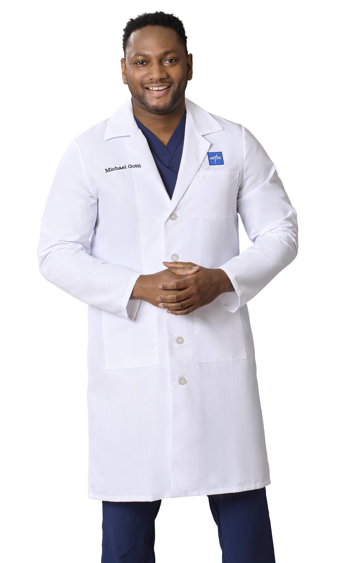 Medline Propel Men's 4-Pocket Full-Length Lab Coats
