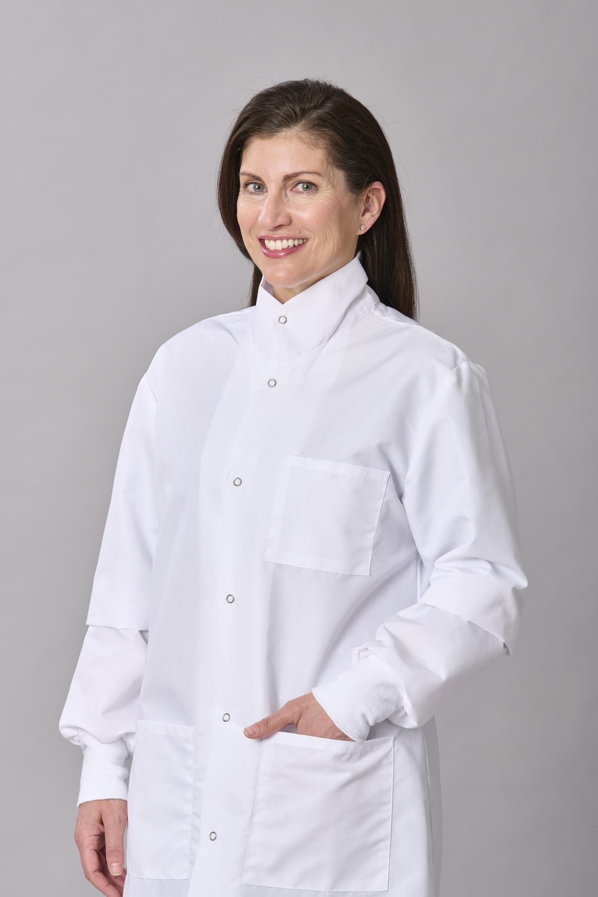 Medline Propel Unisex 4-Pocket Full-Length Lab Coat with Knit Cuffs