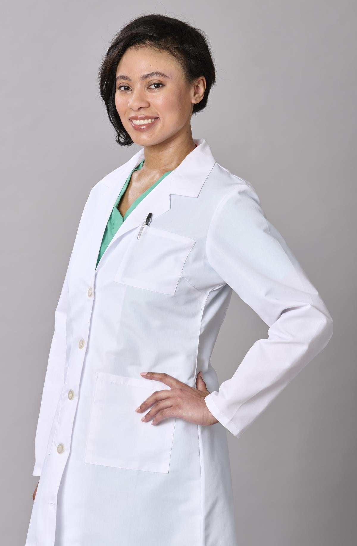 Medline Propel Women's 4-Pocket Staff-Length Lab Coats