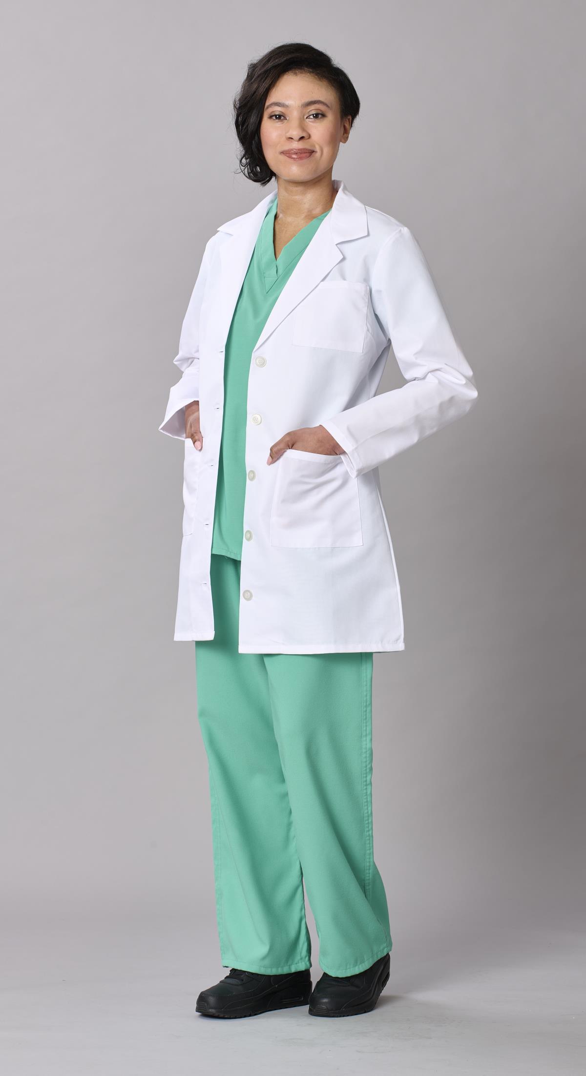 Medline Propel Women's 4-Pocket Staff-Length Lab Coats