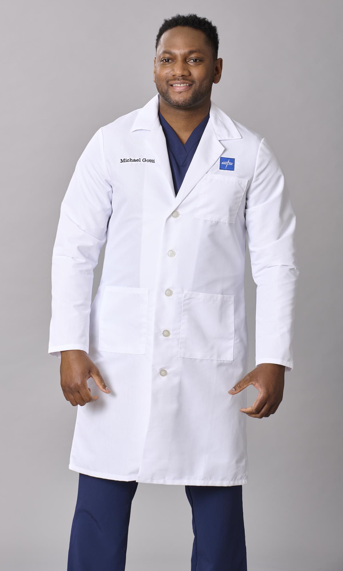 Medline Propel Men's 4-Pocket Full-Length Lab Coats